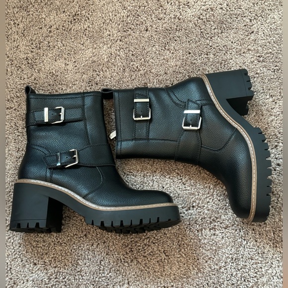 NWT Blondo waterproof Reno Black Leather Combat Boots Size 9.5 - Picture 3 of 10